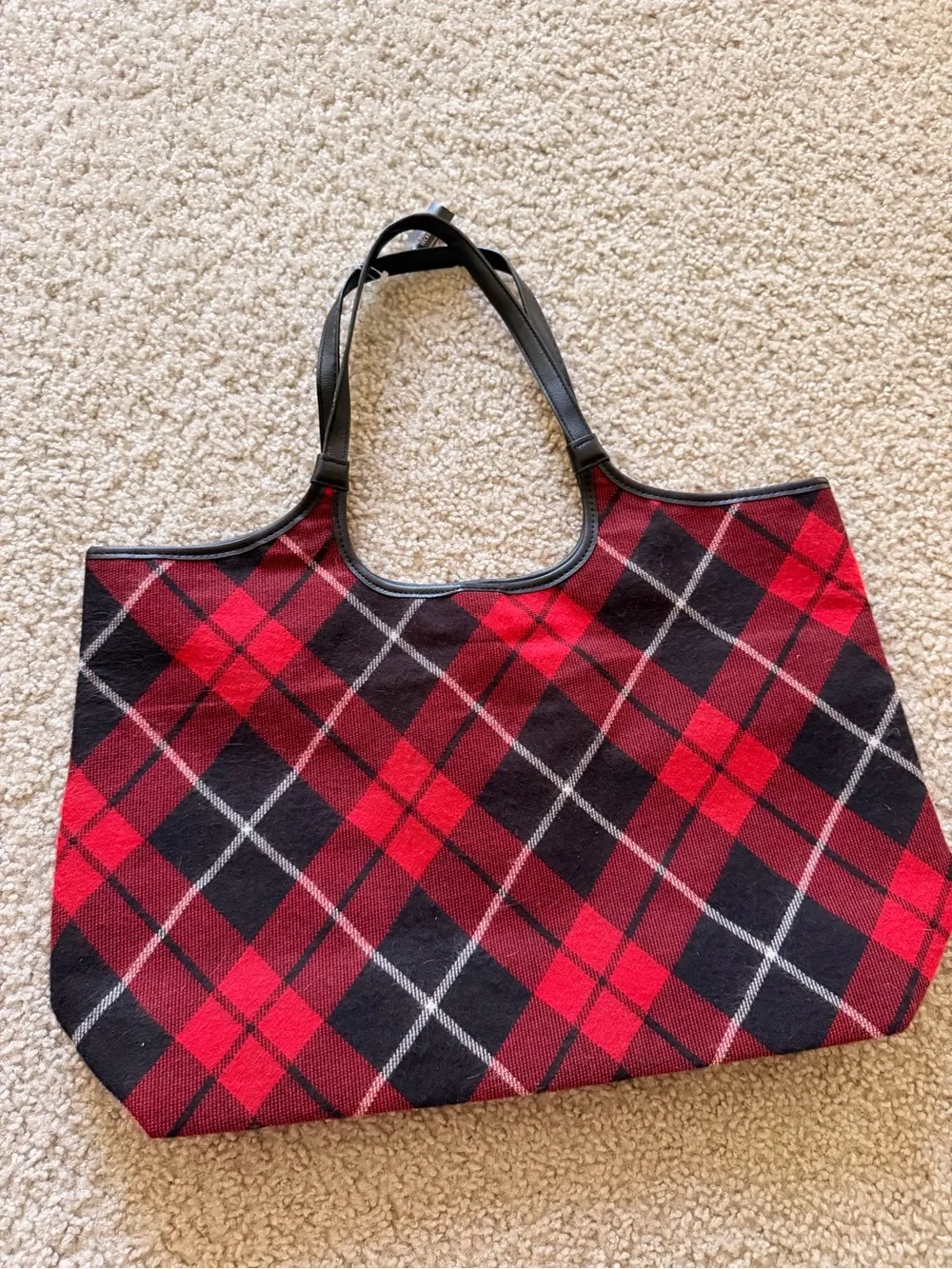 Victoria's Secret Red and Black Plaid Tote